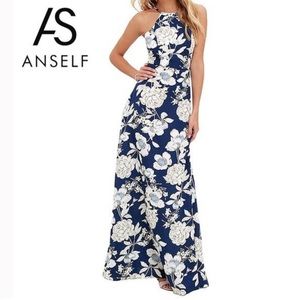 AS Anself BOHO Floral Maxi Dress